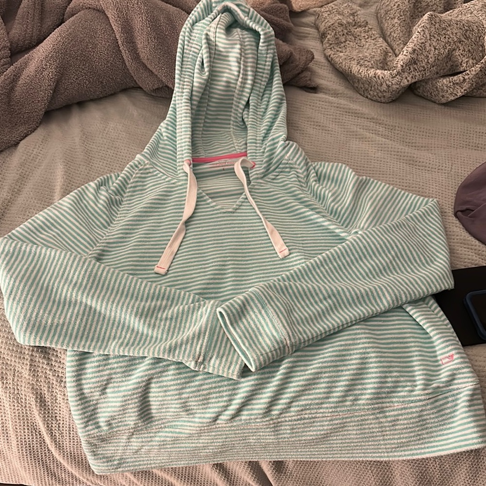 Vineyard Vines Striped Aqua Hoodie